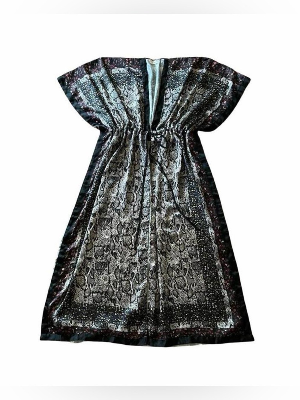 Free People Mixed Print Kimono Maxi Dress OS